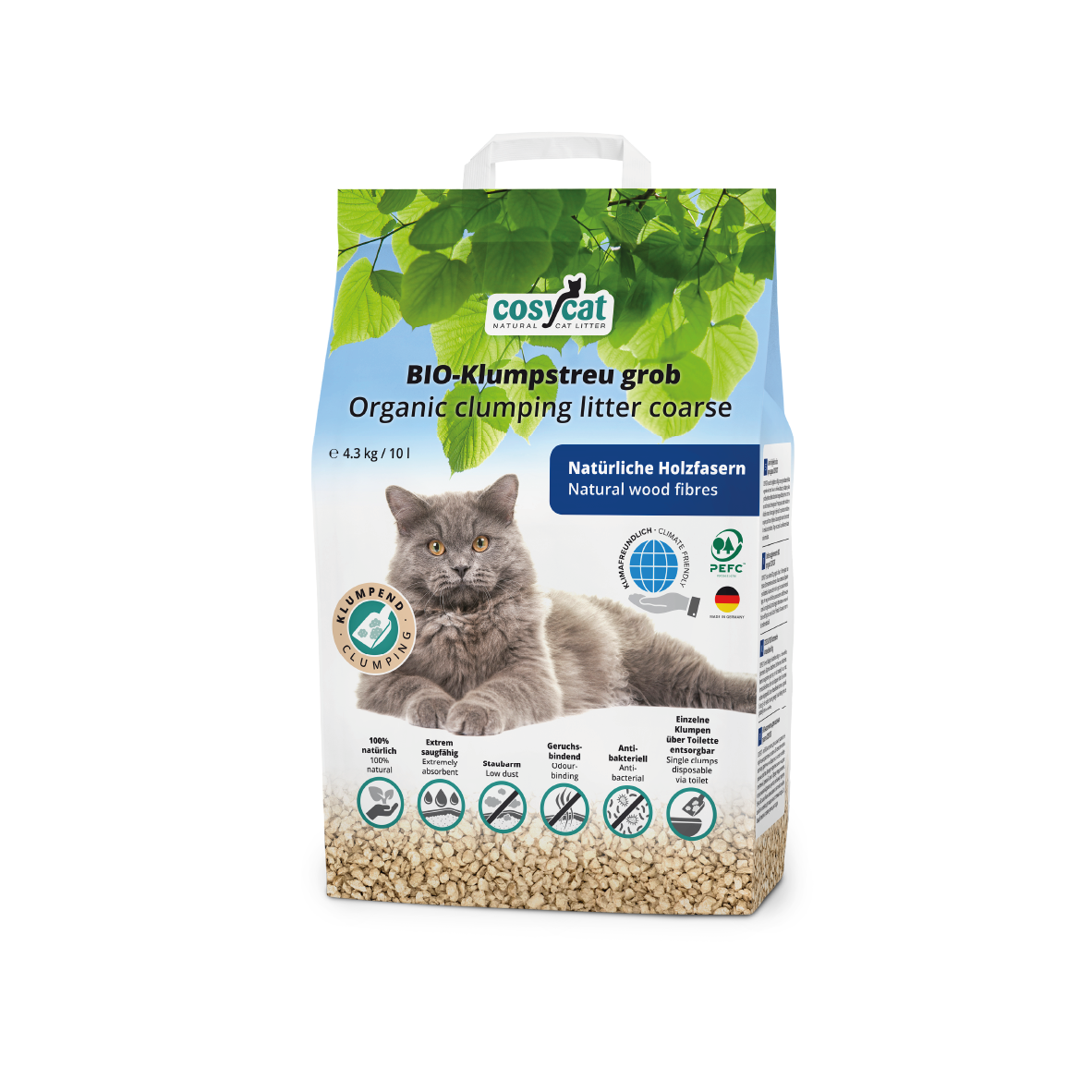 COSYCAT BIO-Klumpstreu 17.2kg / 40L (4 Beutel à 4.3kg / 10L)